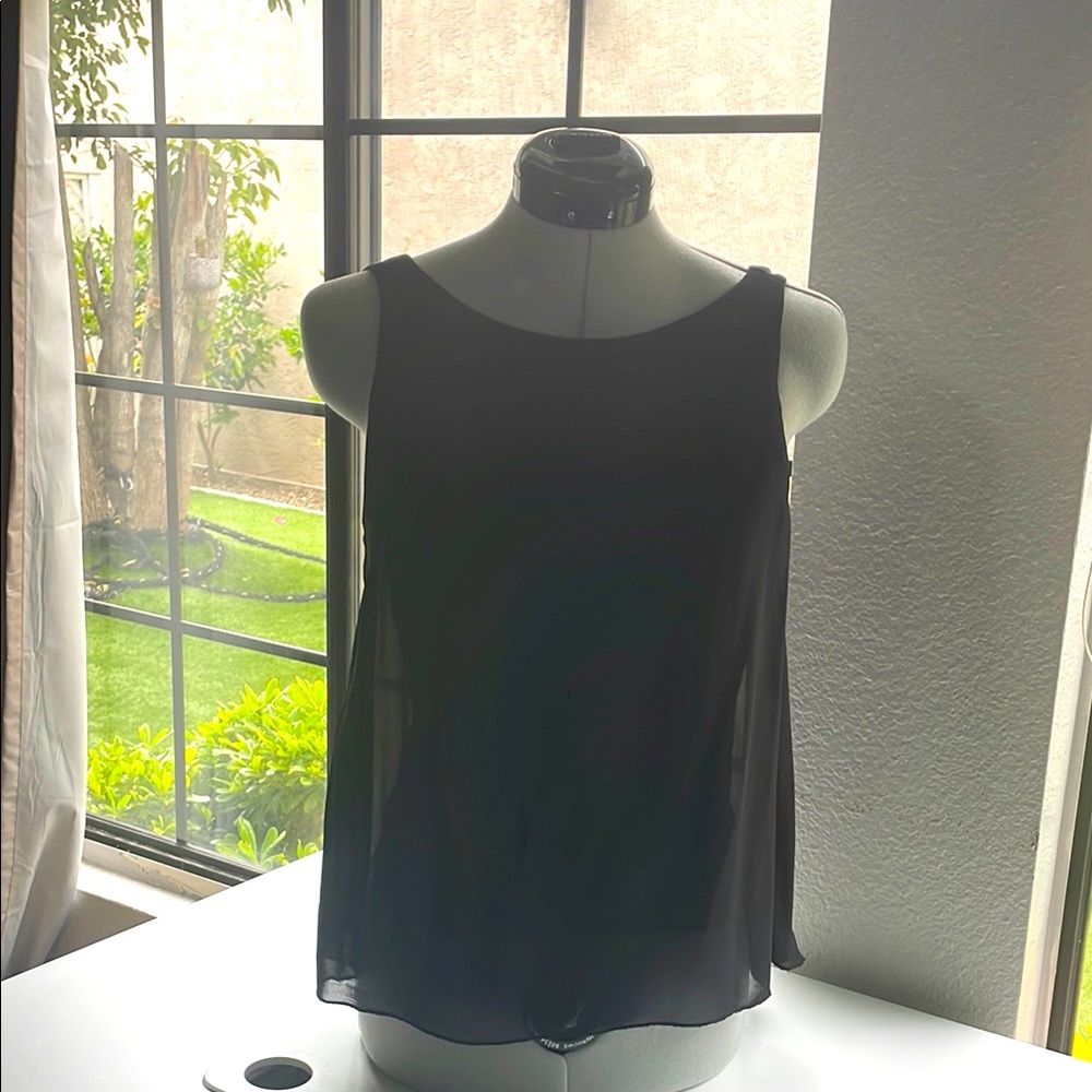 Alice + Olivia Black Relaxed Boxy Tank Top Size Small